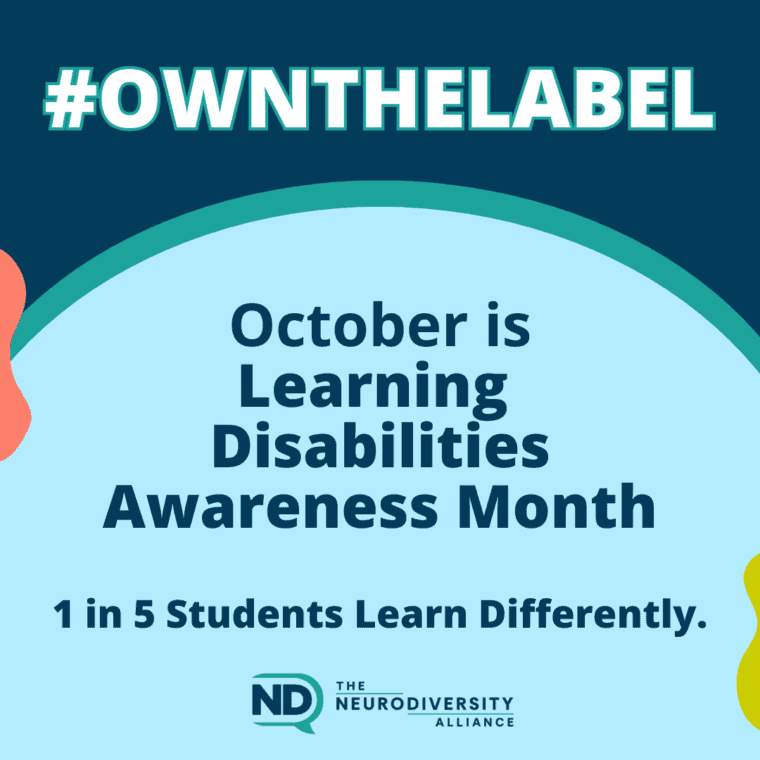 October is Learning Disabilities Awareness Month - 1 in 5 students learn differently